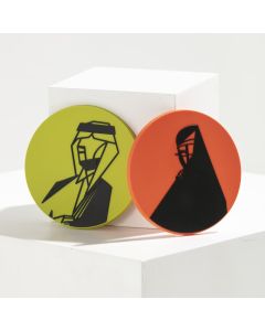 Arabian Man & Woman Coasters (Green & Orange)