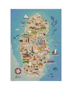 Qatar Map Print by Saemi Kim