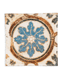 Découpage Tray - Spain Tile Eight Petal Blue Flower