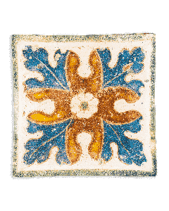 Découpage Tray - Spain Tile Four Blue and Gold Leaves