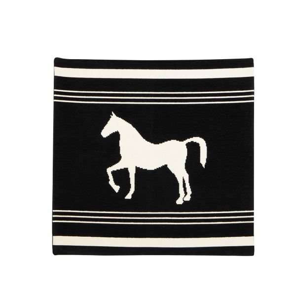 Sadu Motif Horse Cushion Cover (Black)