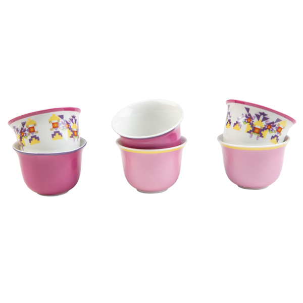 Coffee Cups - Sadu design (White/Magenta/Lilac)