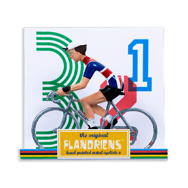 Miniature Cyclist with United Kingdom Flag Jersey 3-2-1 QOSM
