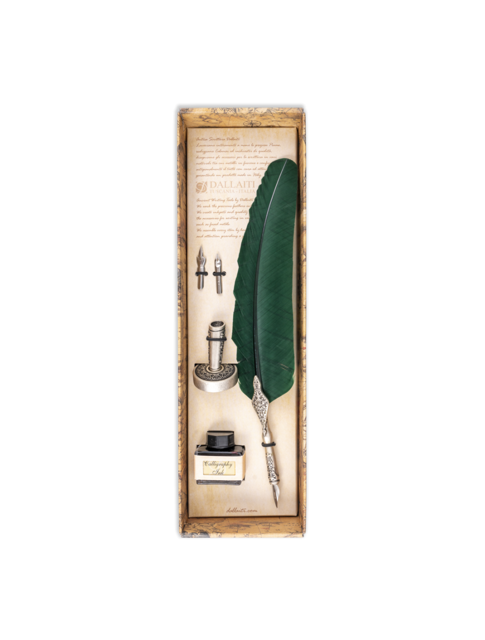 Dallaiti Writing Set with Green Feather Pen MIA Collection