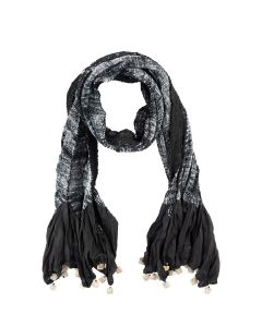 Black and White Silk Scarf by Shehnaz Ismail